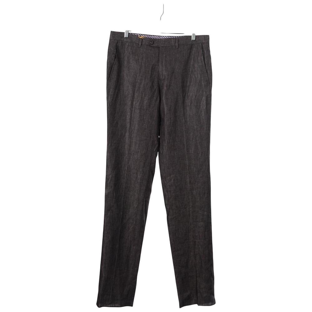 NWT ETRO Pants Men IT 50 34x37 Brown Linen Dress Trousers Office Italy